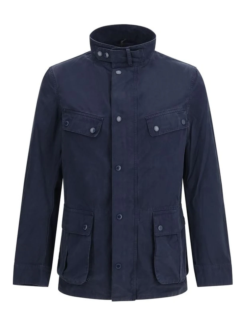 Blue Cotton Full-Length Jacket