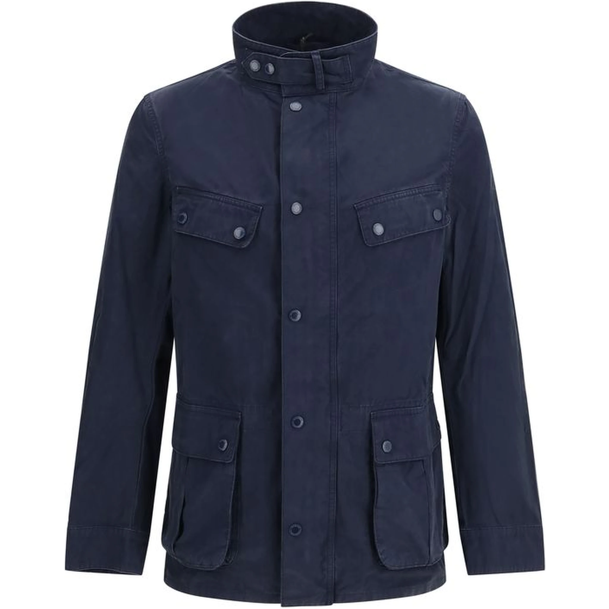 Blue Cotton Full-Length Jacket