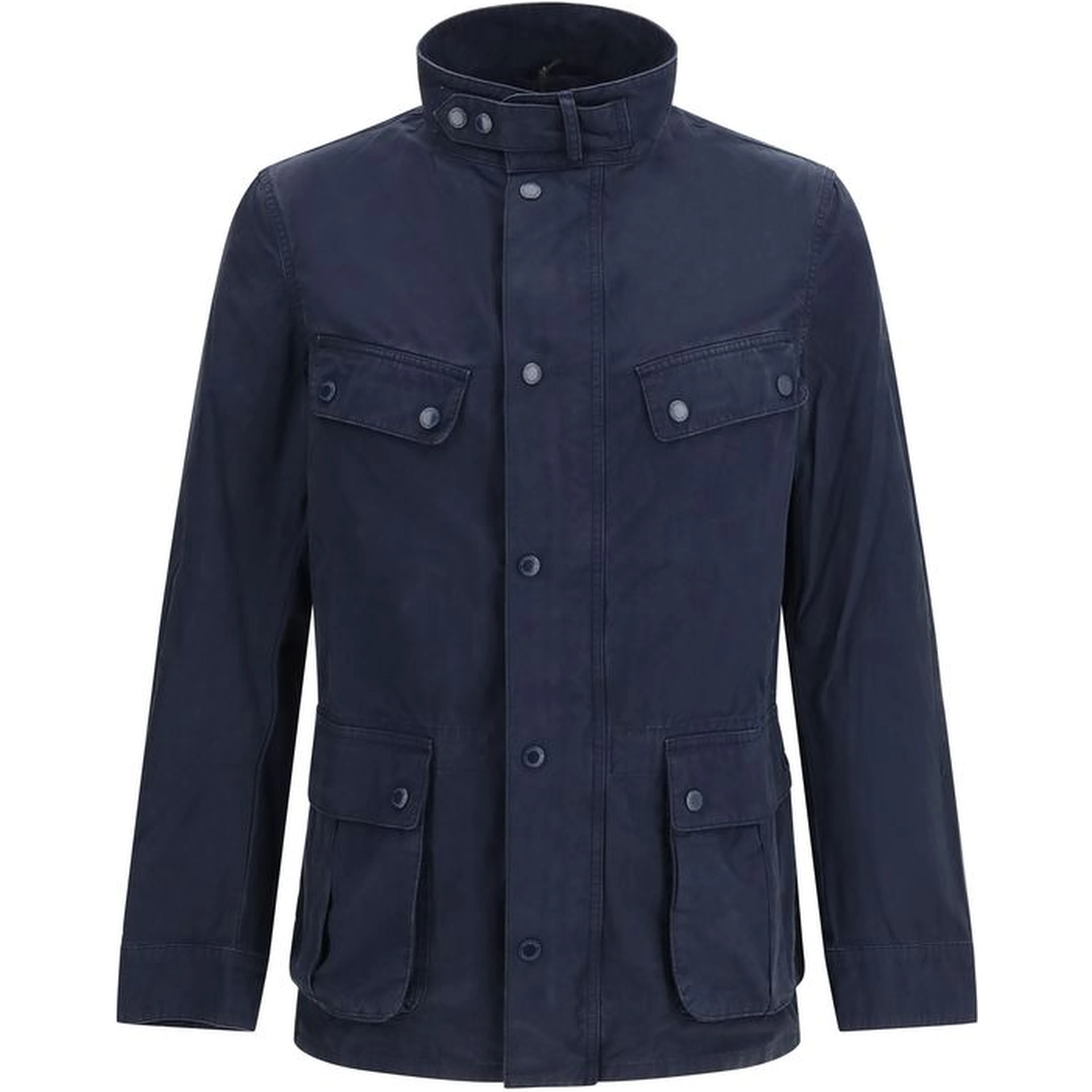 Blue Cotton Full-Length Jacket