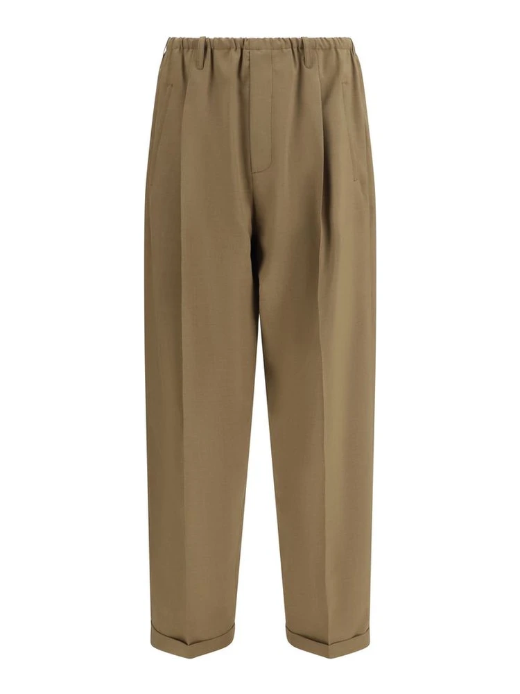 Beige Polyester Casual Pants