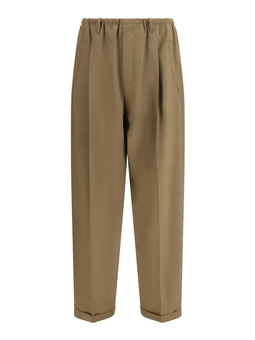 Beige Polyester Casual Pants