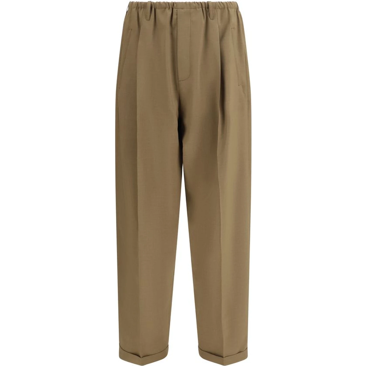Beige Polyester Casual Pants