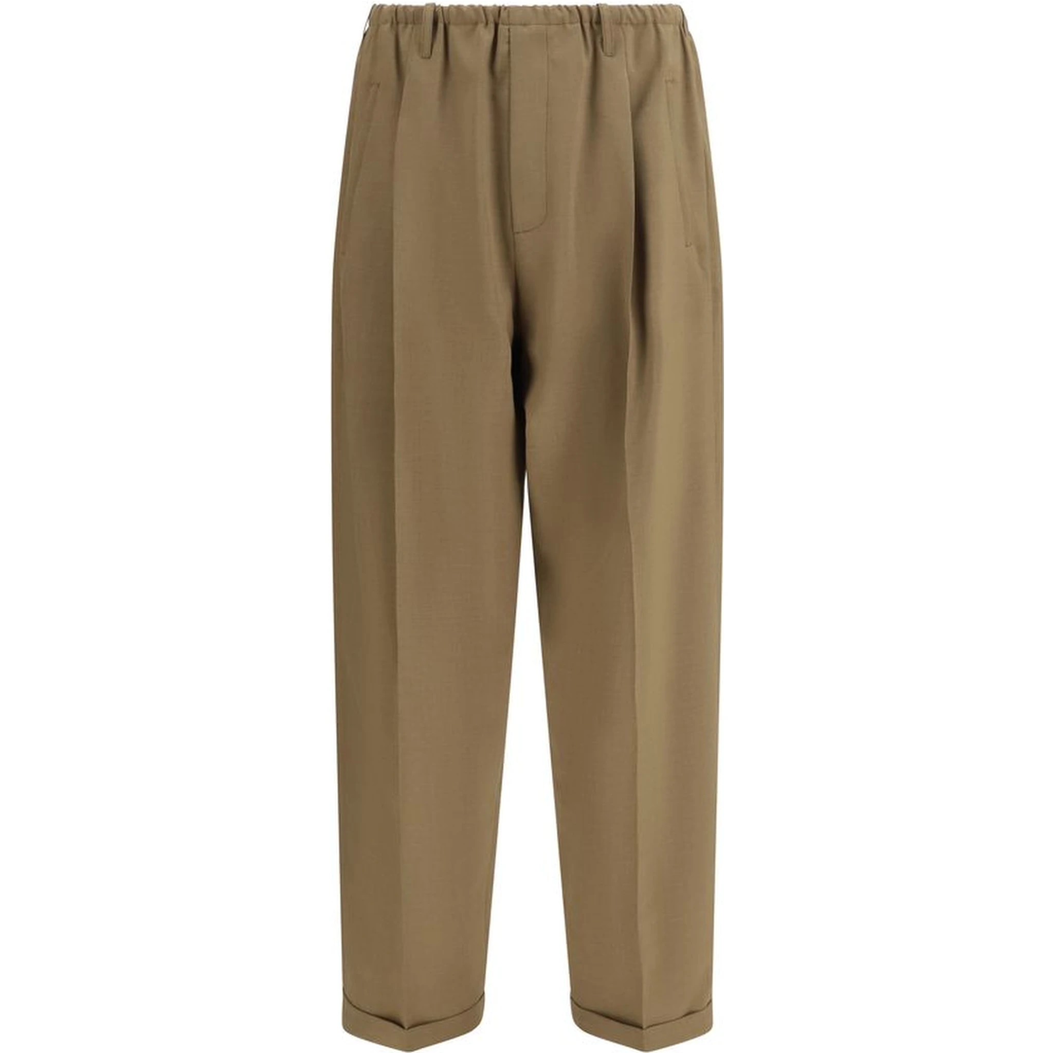 Beige Polyester Casual Pants