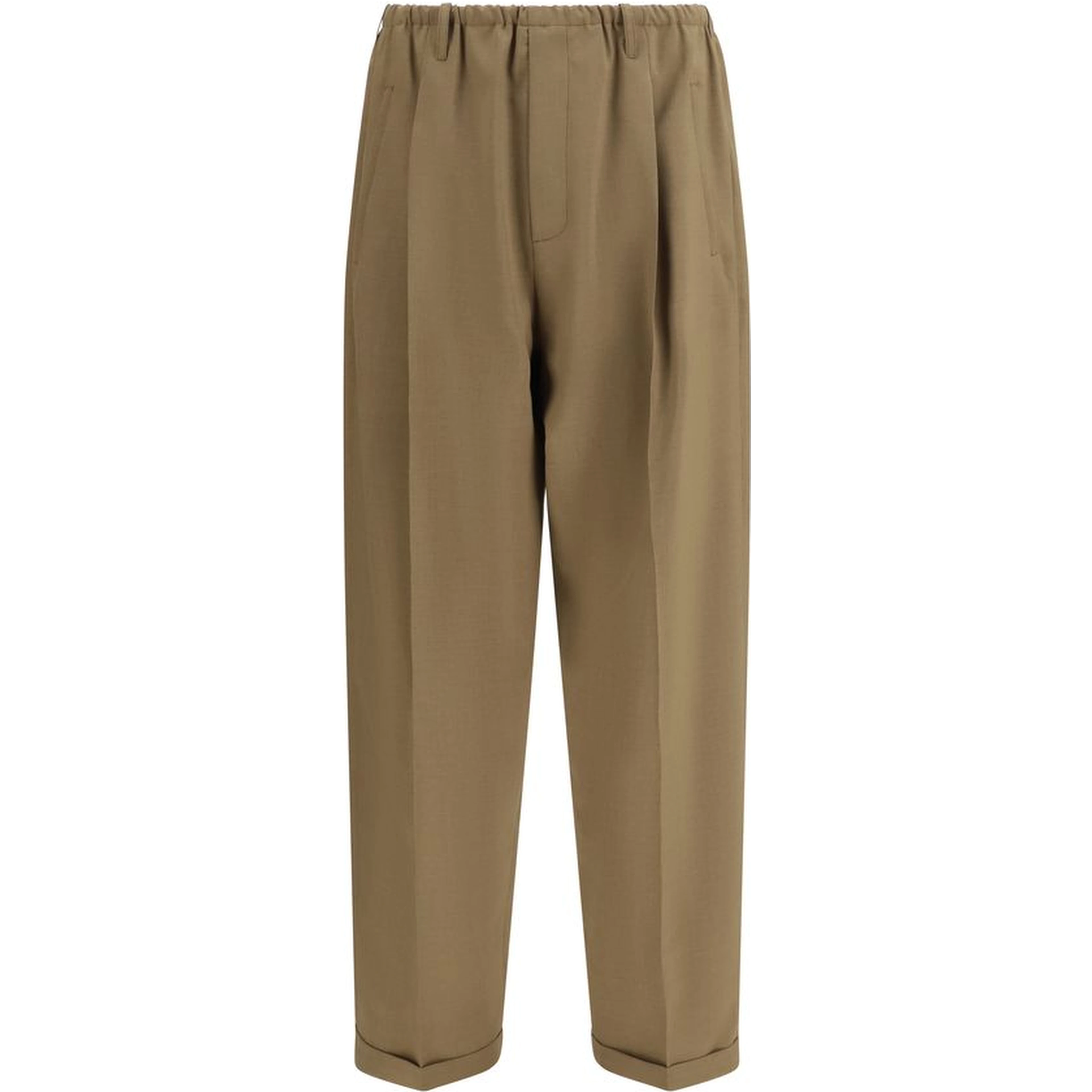 Beige Polyester Casual Pants