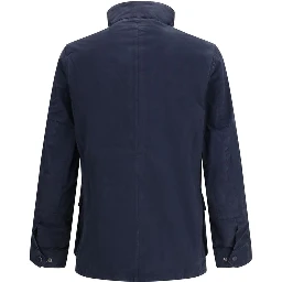 Blue Cotton Full-Length Jacket