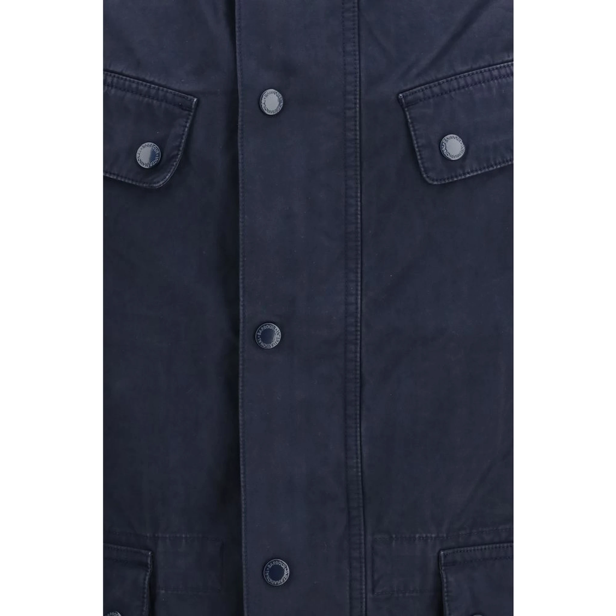 Blue Cotton Full-Length Jacket