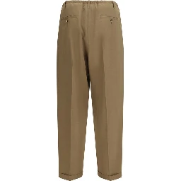 Beige Polyester Casual Pants