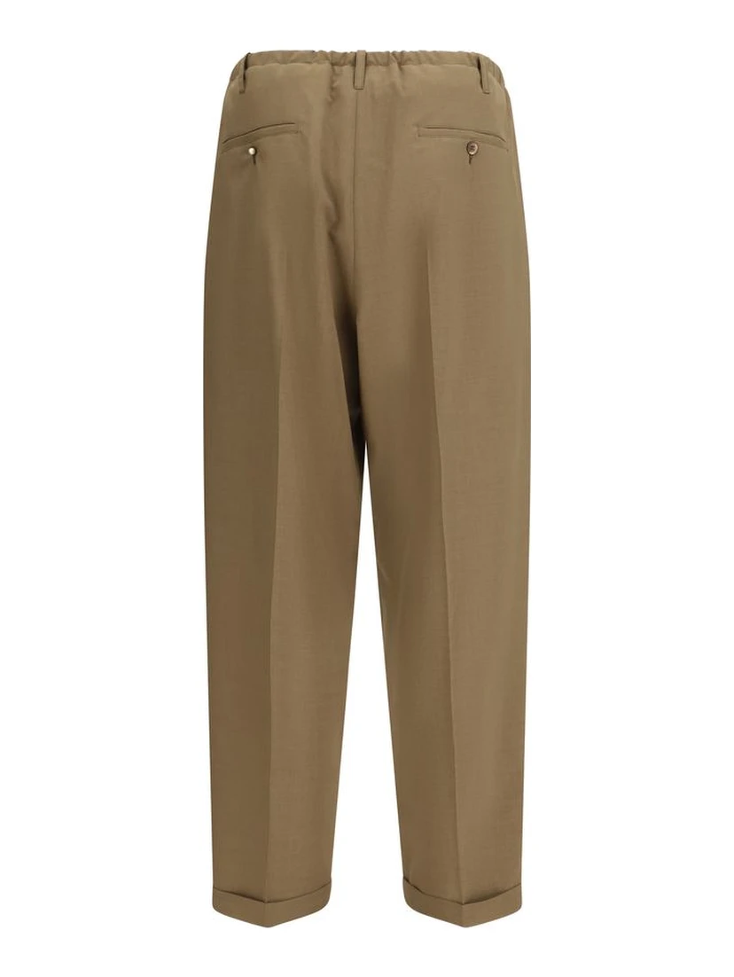 Beige Polyester Casual Pants