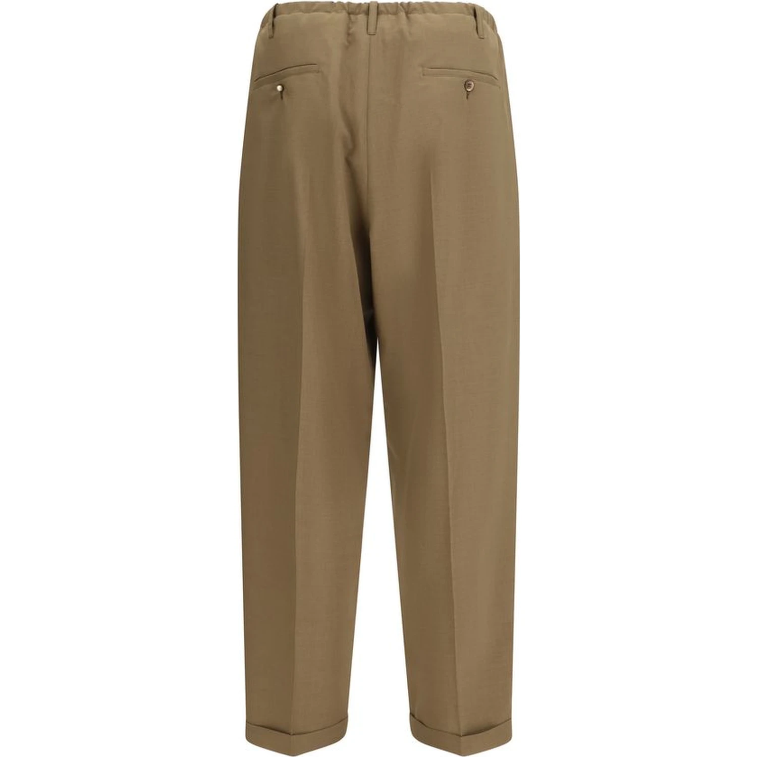 Beige Polyester Casual Pants