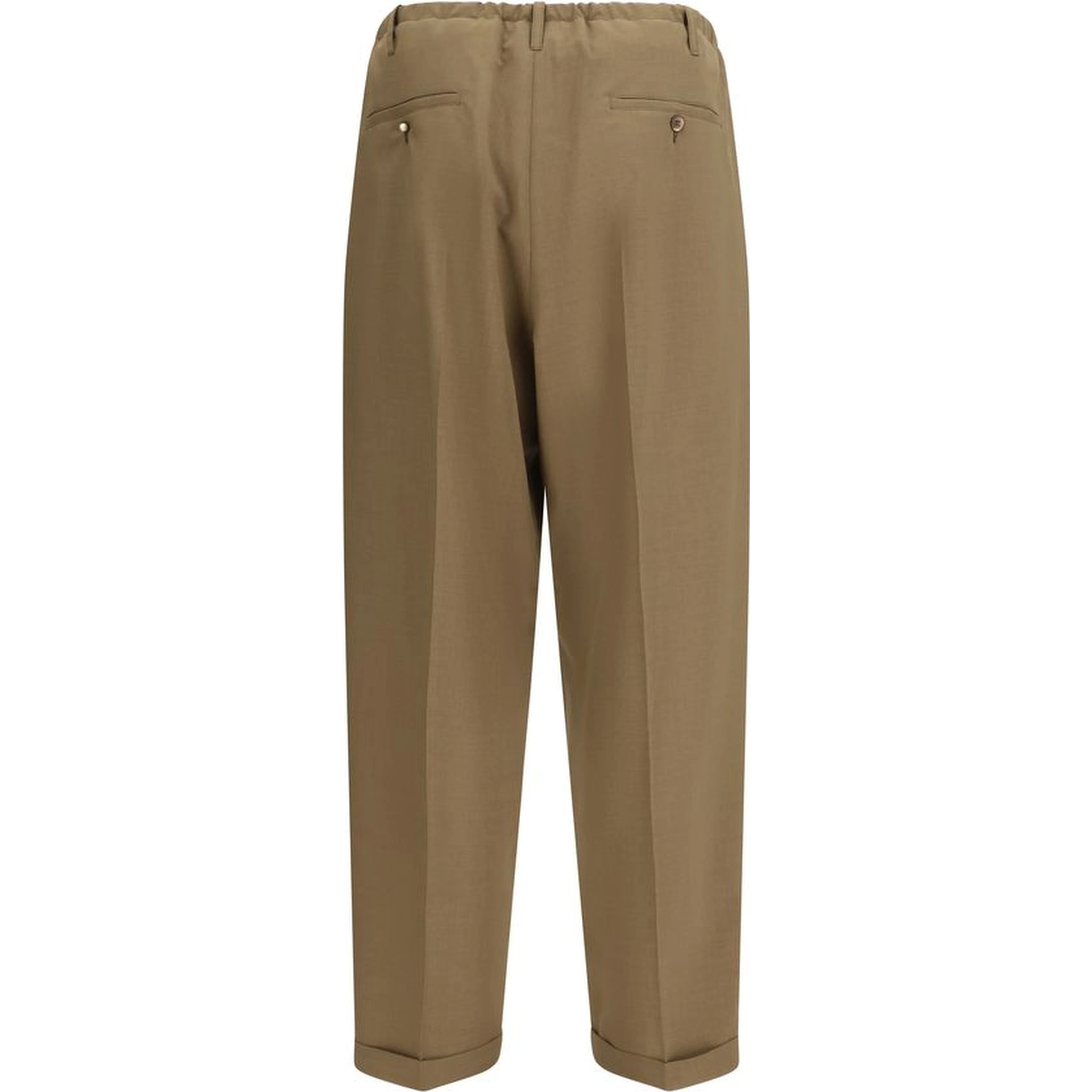Beige Polyester Casual Pants
