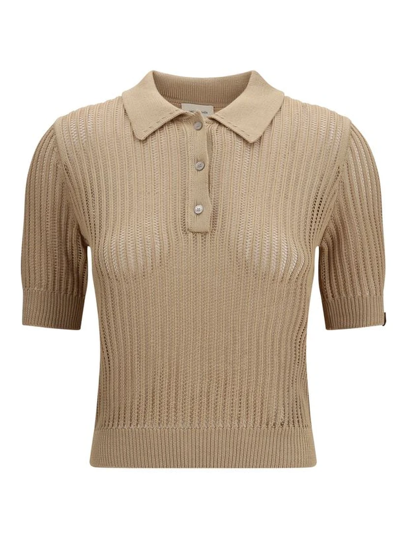 Beige Cotton Polo Shirt