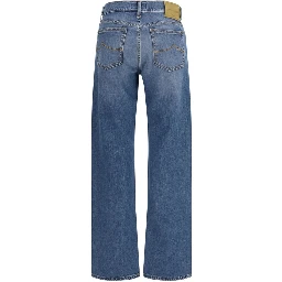Blue Cotton Straight-Leg Jeans