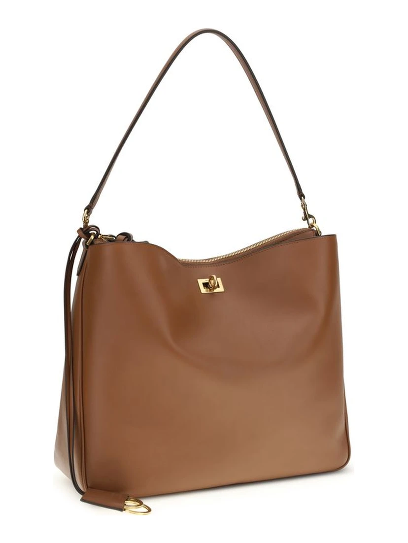 Beige Calf Leather Bos Taurus Shoulder Bag