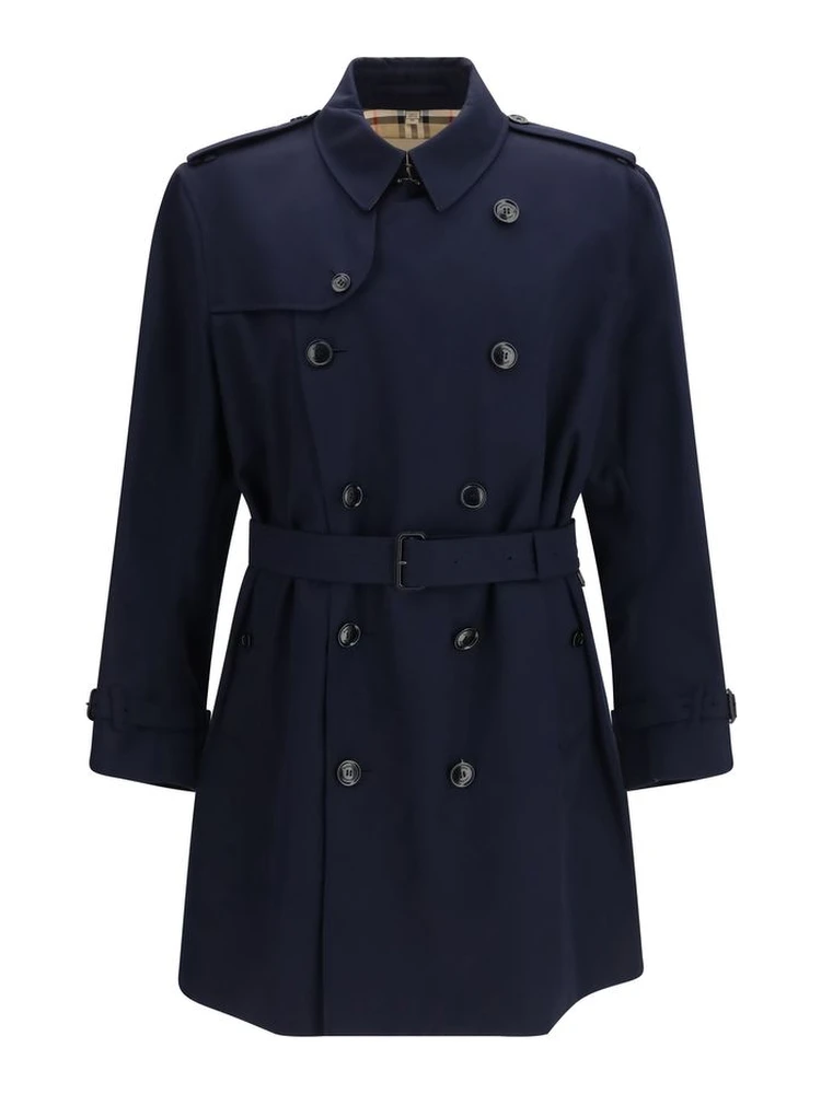 Blue Cotton Trench Coat