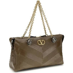 حقيبة كتف بوس توروس من جلد العجل البني