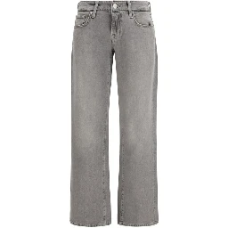 Gray Cotton Straight-Leg Jeans