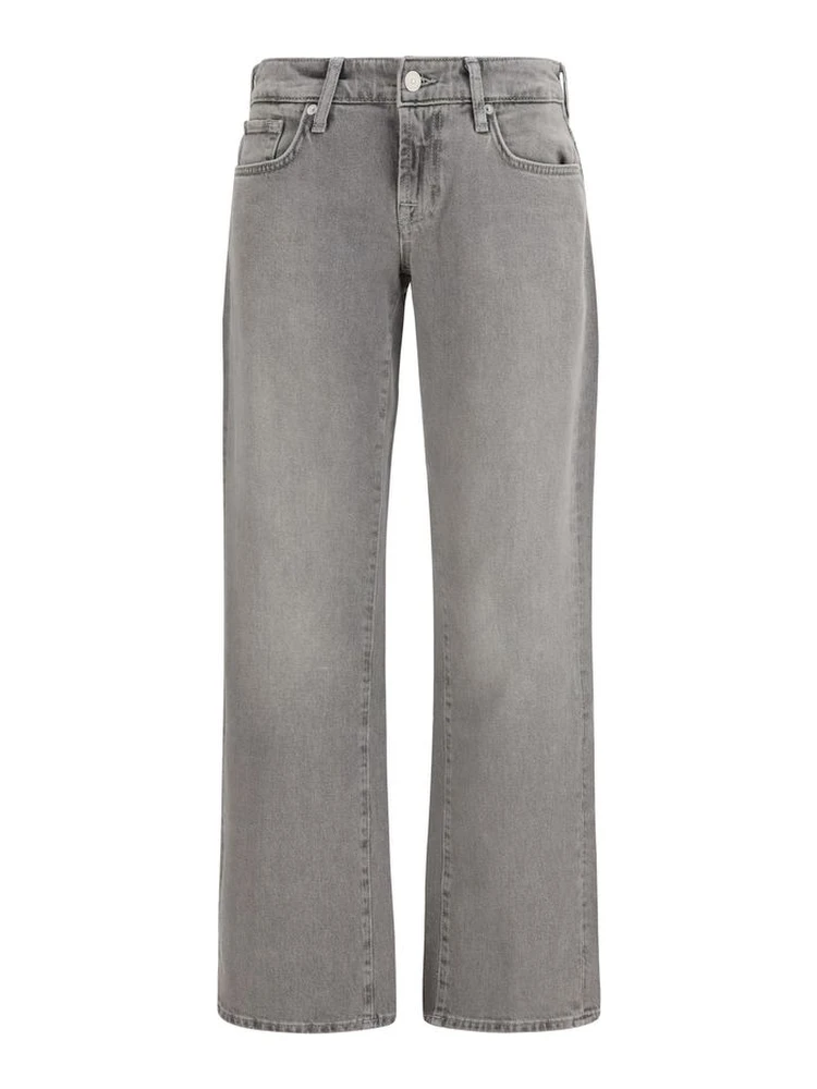 Gray Cotton Straight-Leg Jeans