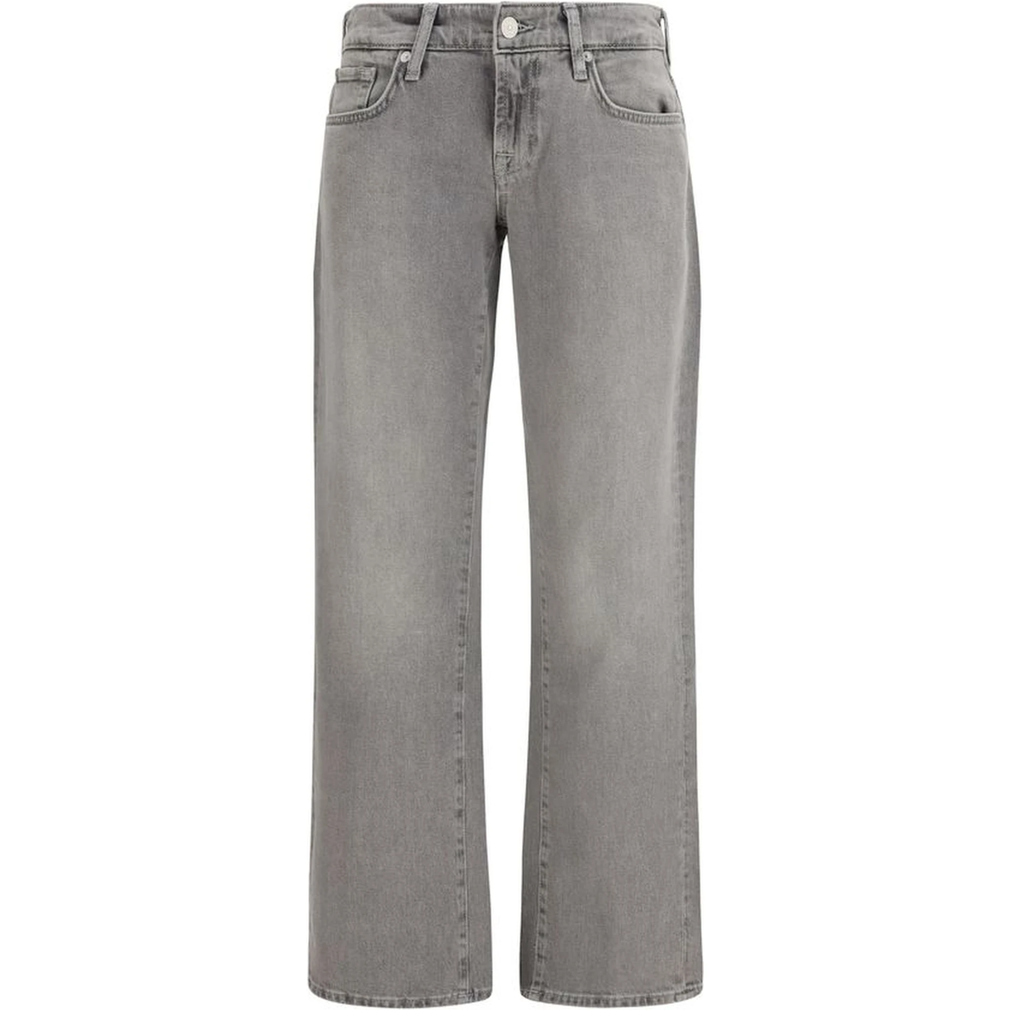 Gray Cotton Straight-Leg Jeans