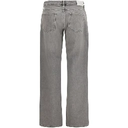 Gray Cotton Straight-Leg Jeans