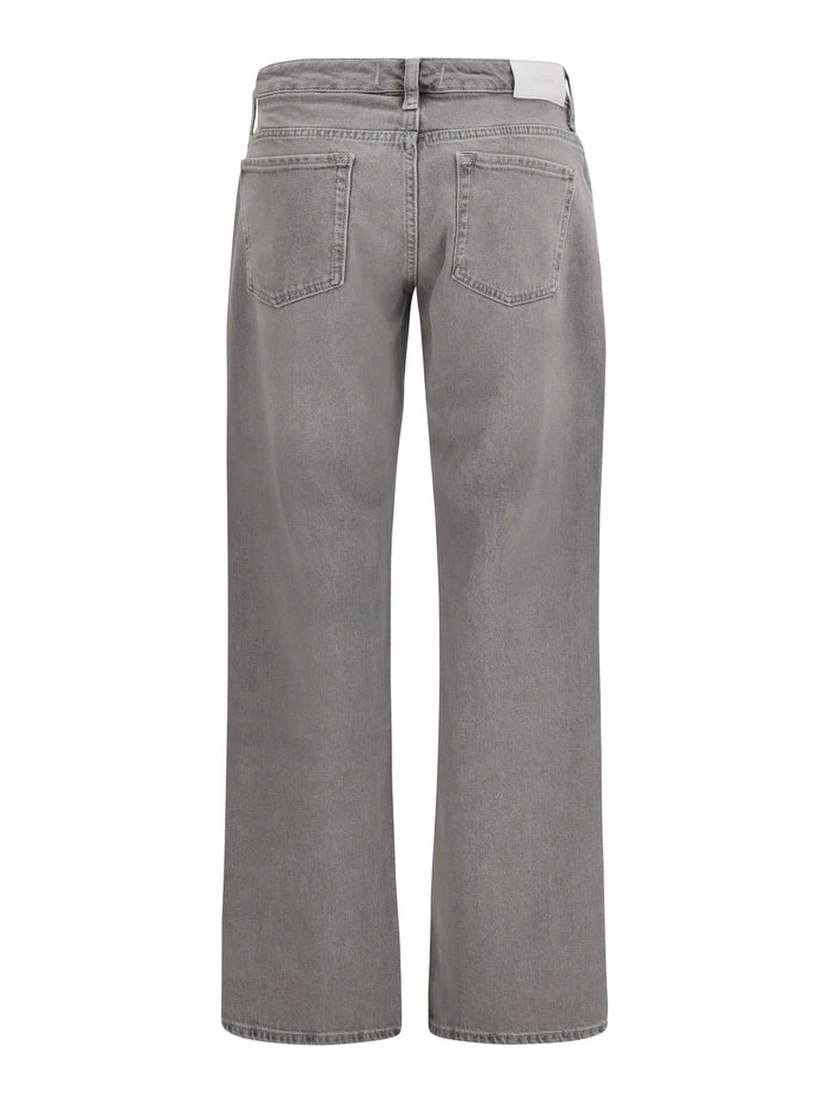 Gray Cotton Straight-Leg Jeans