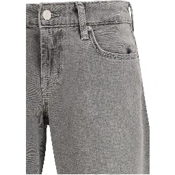 Gray Cotton Straight-Leg Jeans