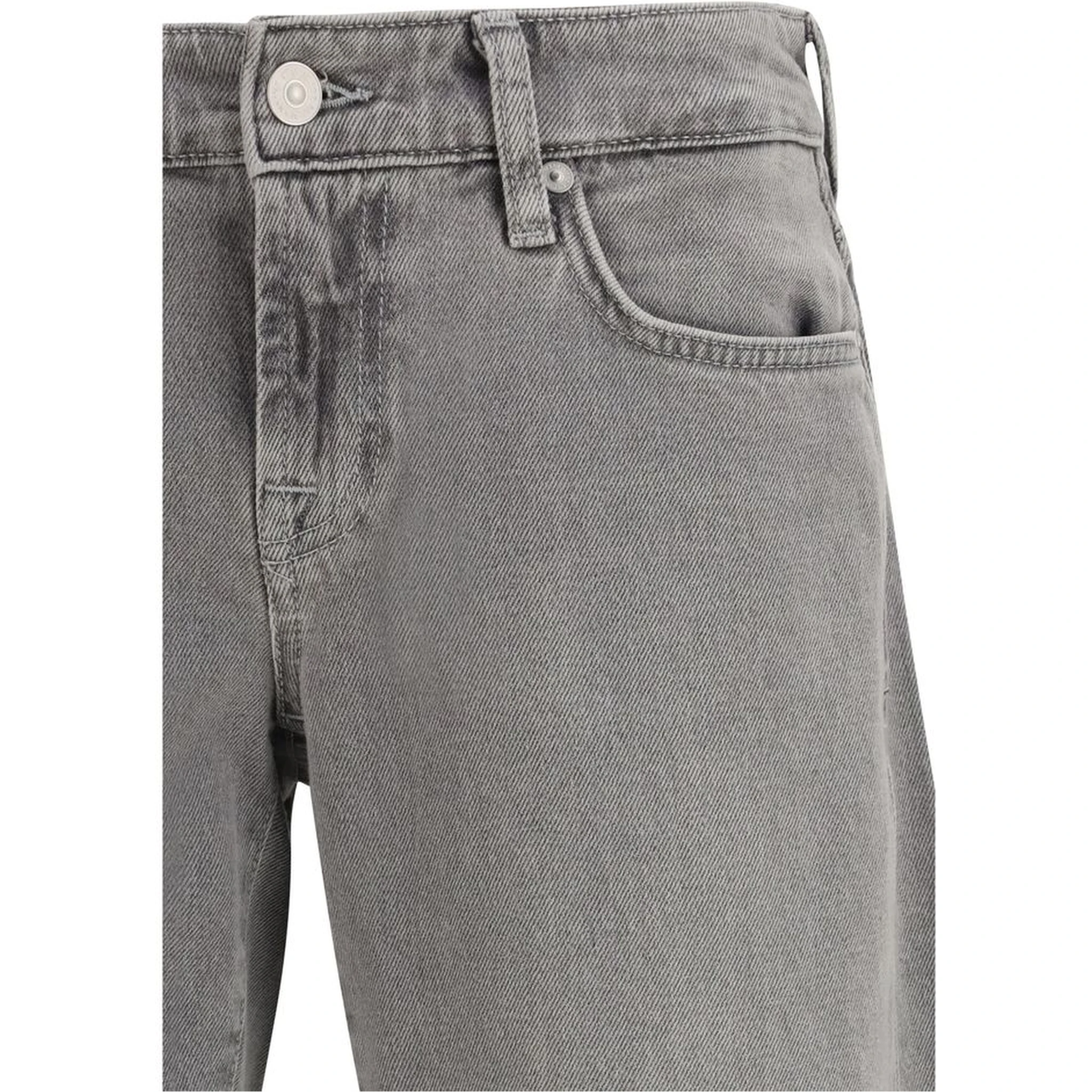 Gray Cotton Straight-Leg Jeans
