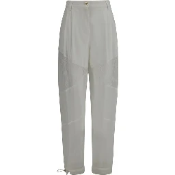 White Polyester Casual Pants