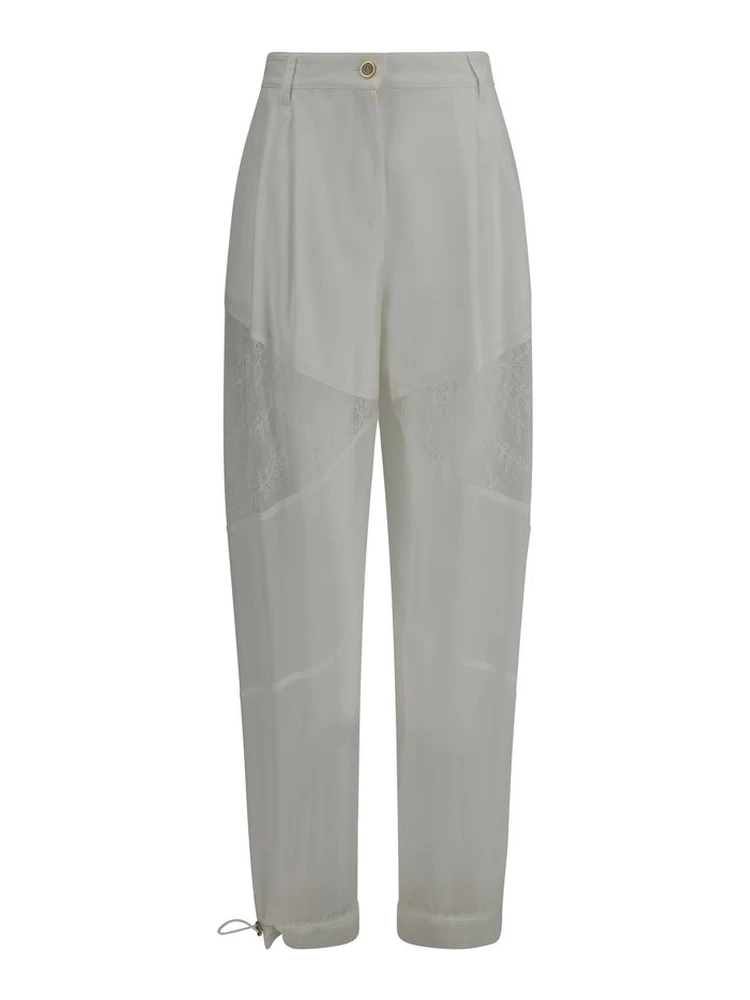 White Polyester Casual Pants