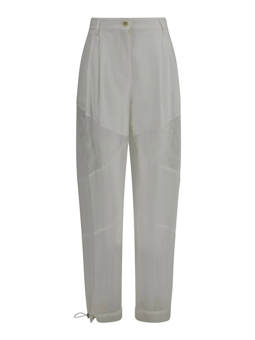 White Polyester Casual Pants