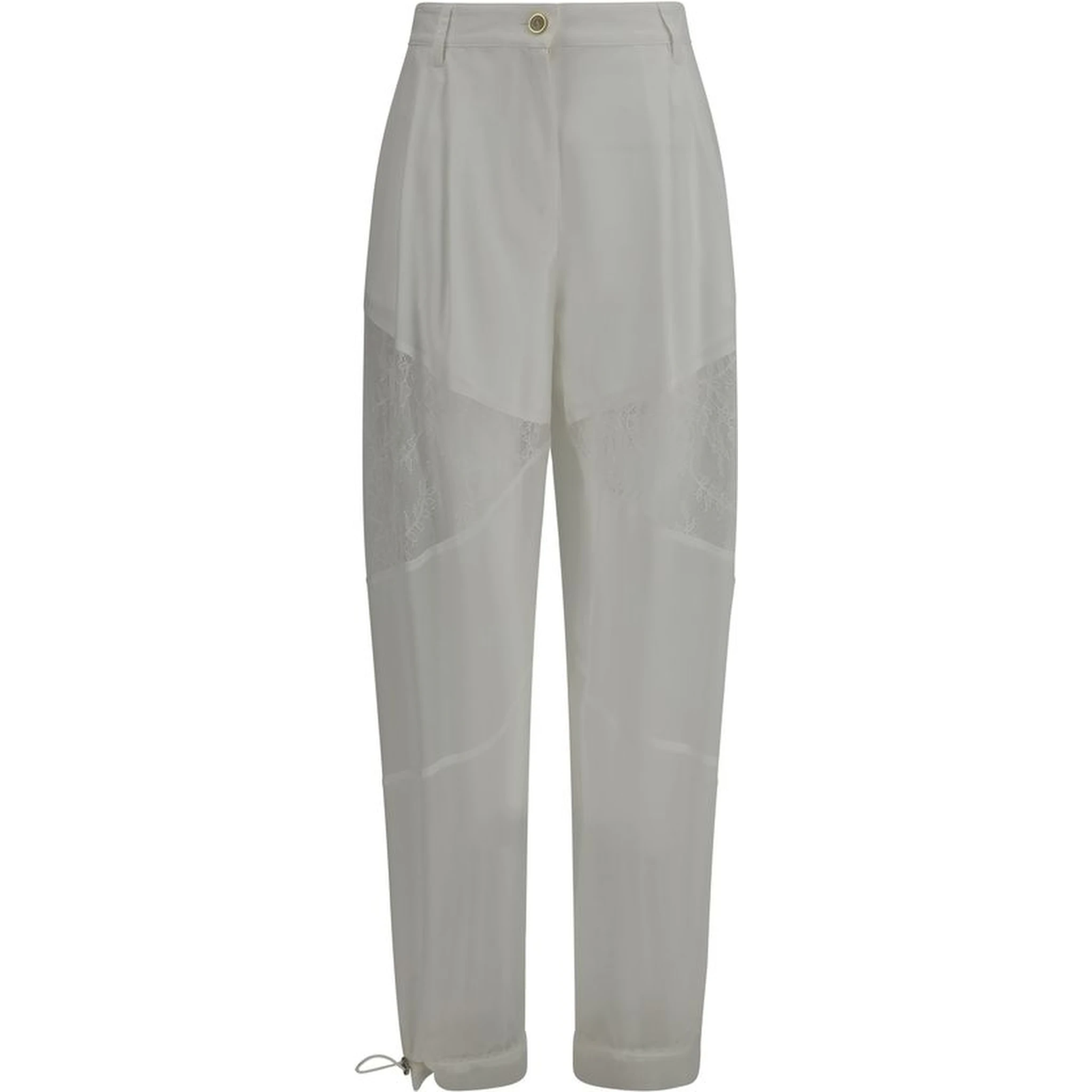White Polyester Casual Pants