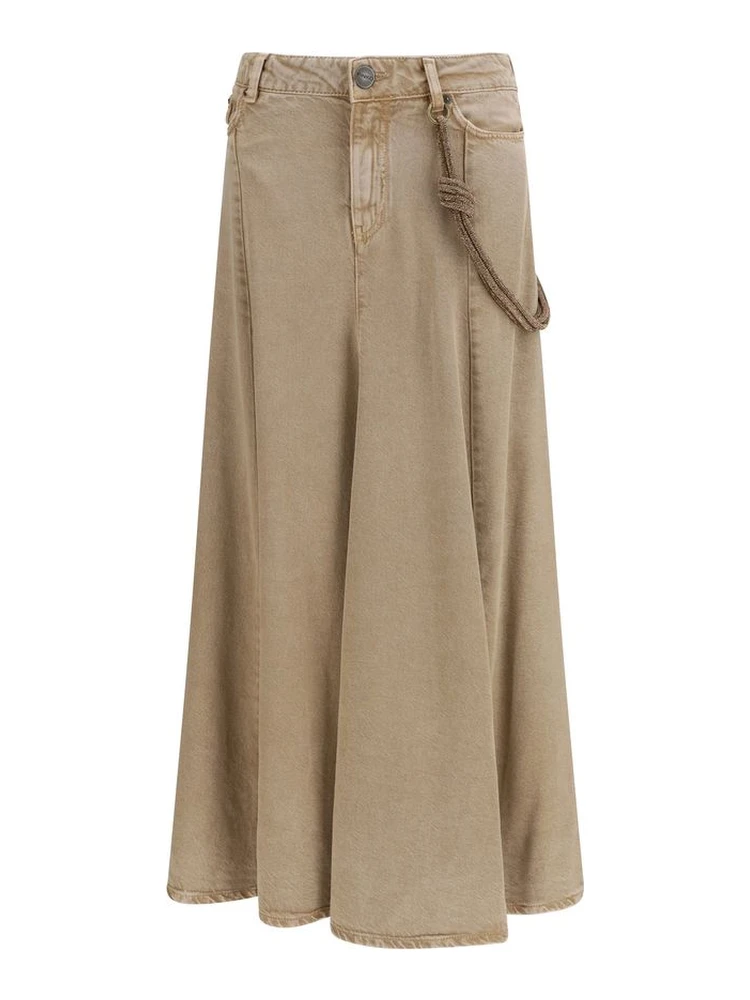 Beige Denim Skirt