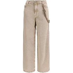Beige Cotton Relaxed Fit Jeans