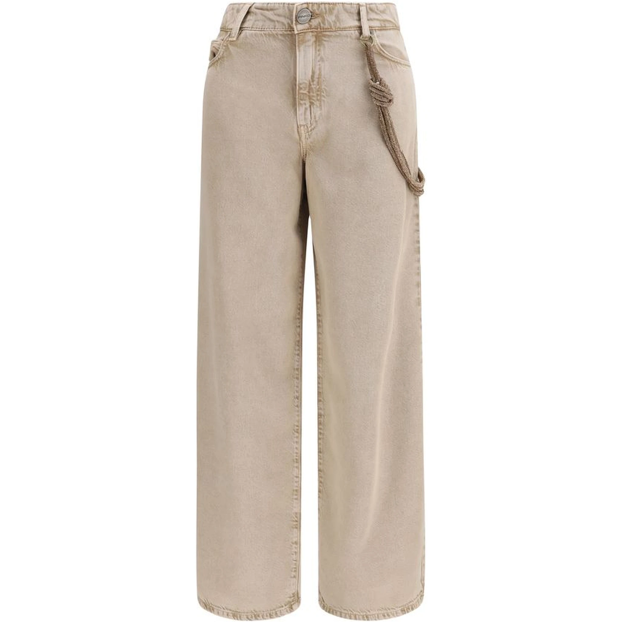 Beige Cotton Relaxed Fit Jeans