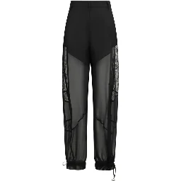 Black Polyester Casual Pants