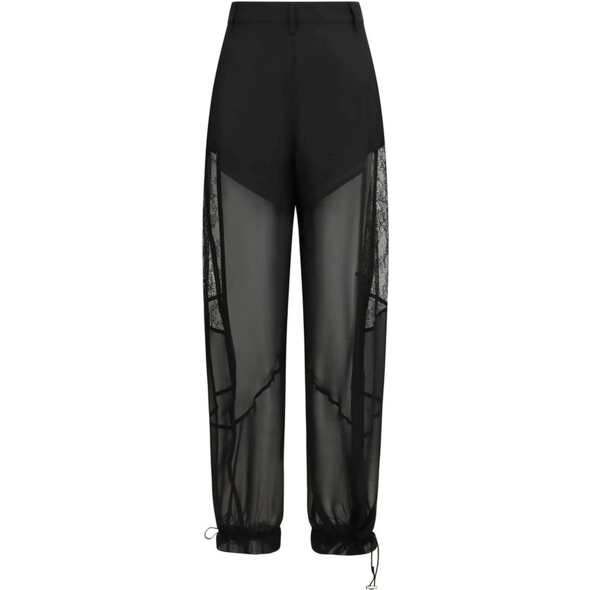 Black Polyester Casual Pants