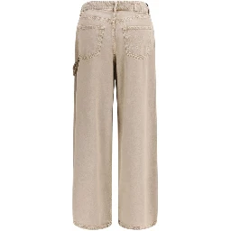 Beige Cotton Relaxed Fit Jeans