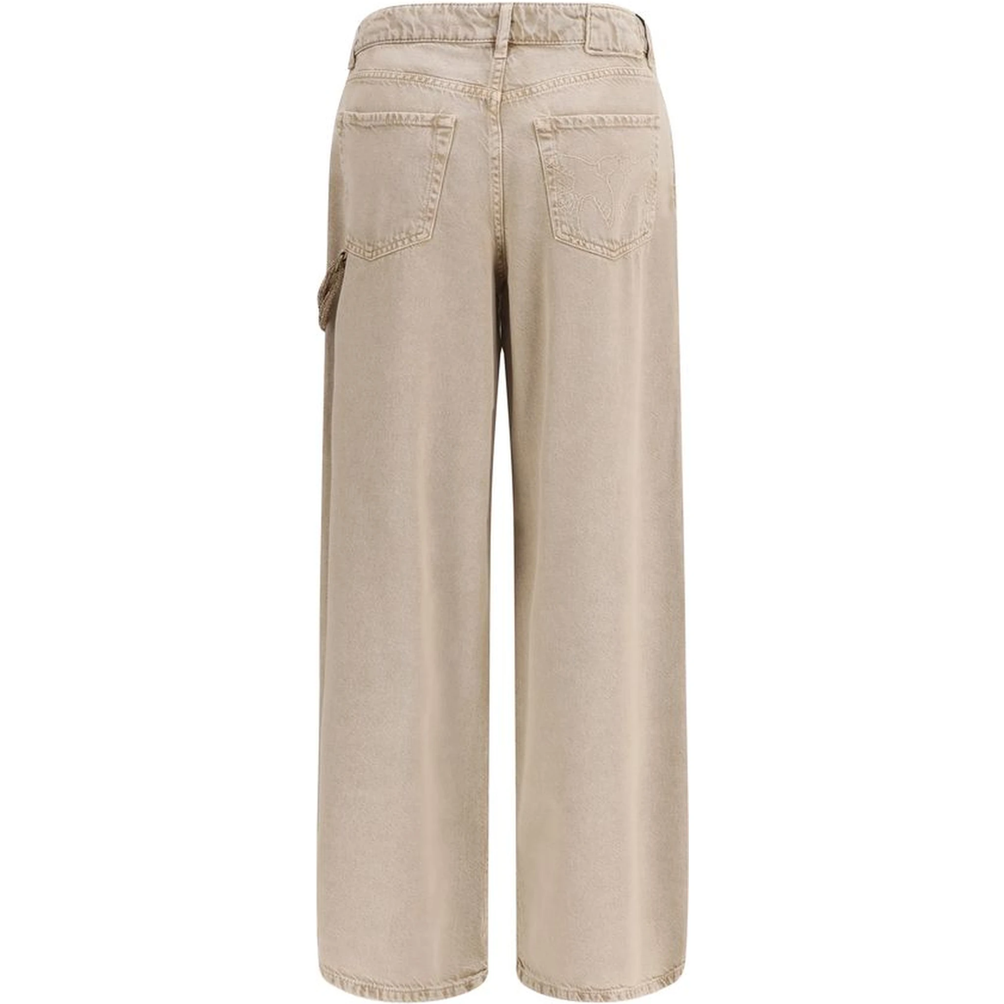 Beige Cotton Relaxed Fit Jeans