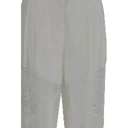White Polyester Casual Pants
