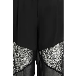 Black Polyester Casual Pants