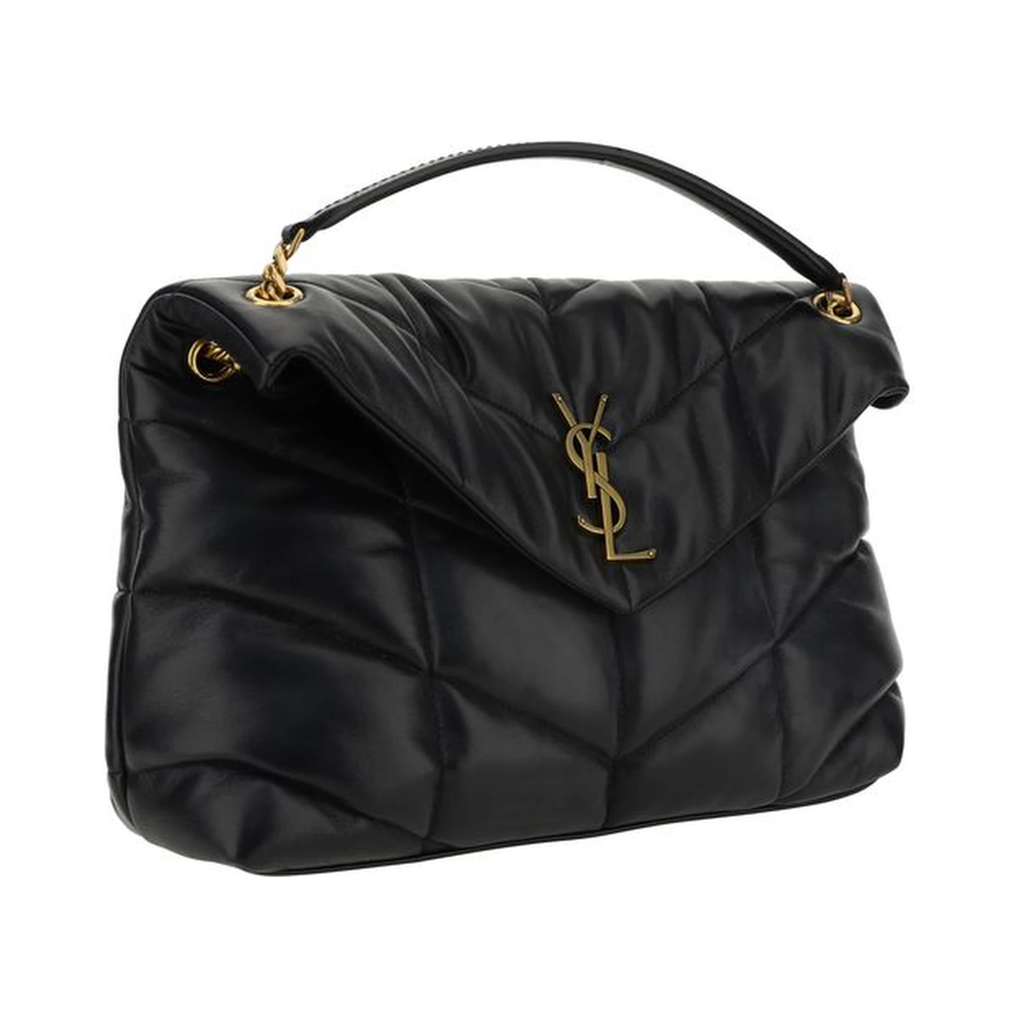 حقيبة كتف من جلد الخروف الأسود