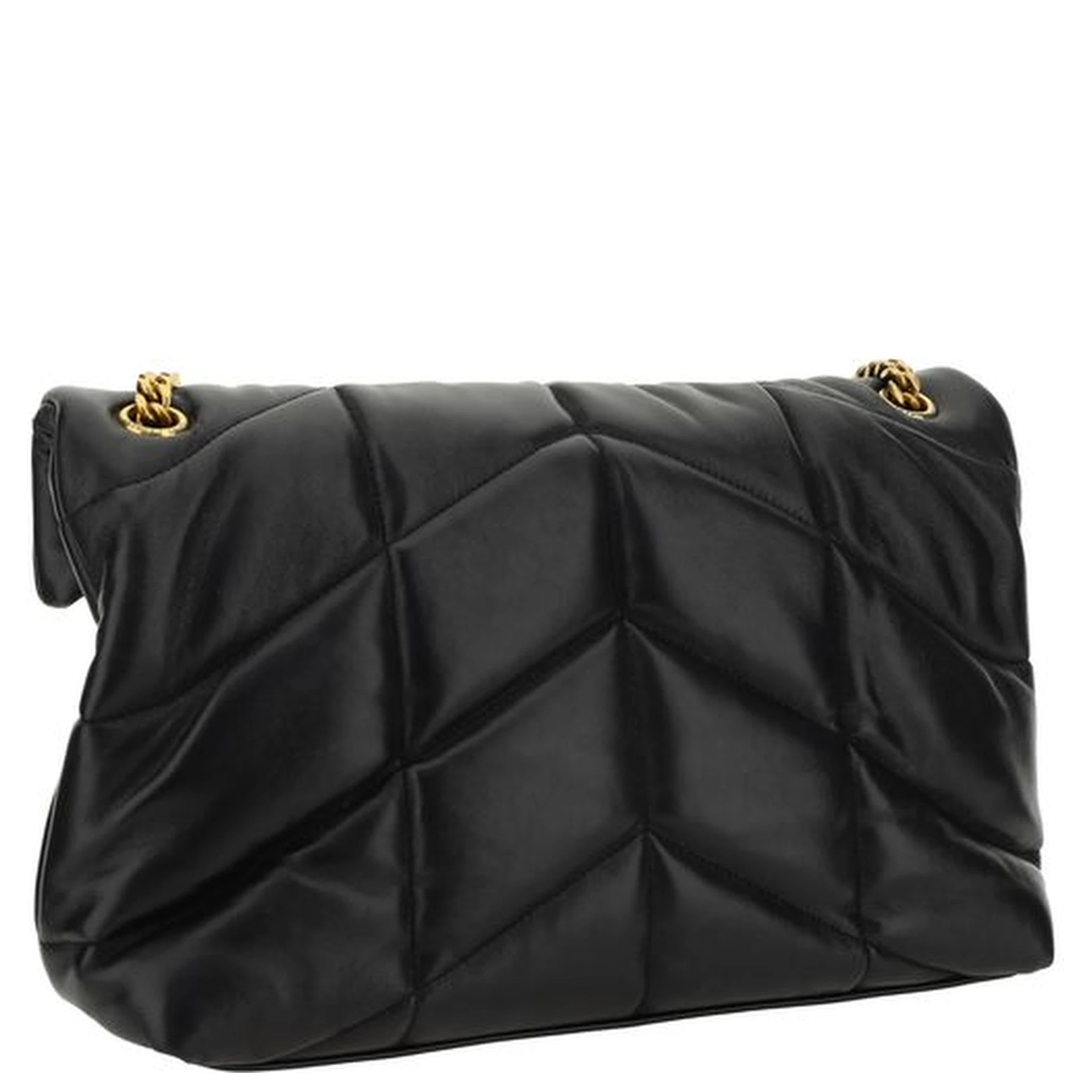 حقيبة كتف من جلد الخروف الأسود