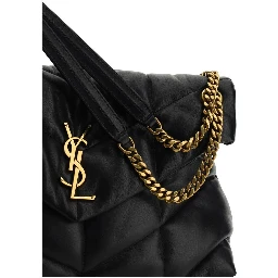 حقيبة كتف من جلد الخروف الأسود