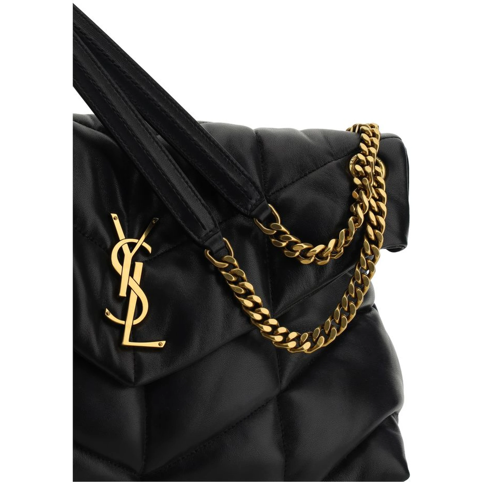 حقيبة كتف من جلد الخروف الأسود