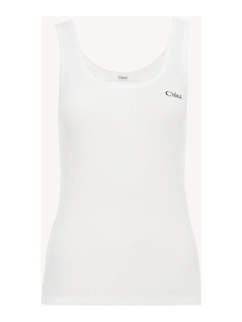 قميص قطني بدون أكمام بشعار