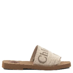 Linen sandals with logo