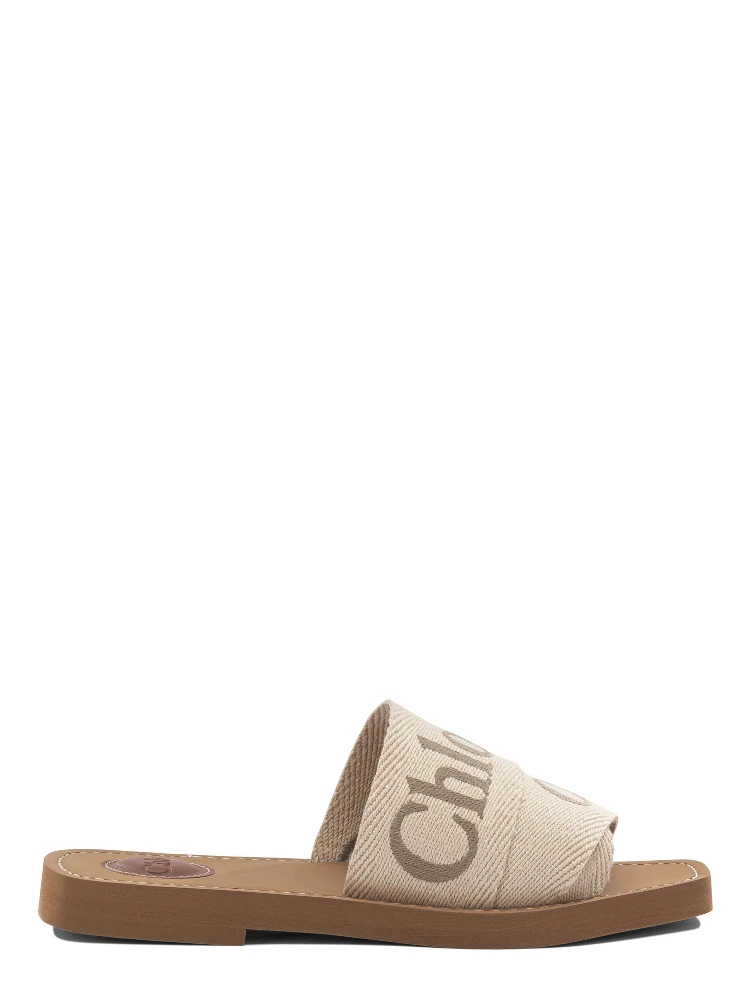 Linen sandals with logo