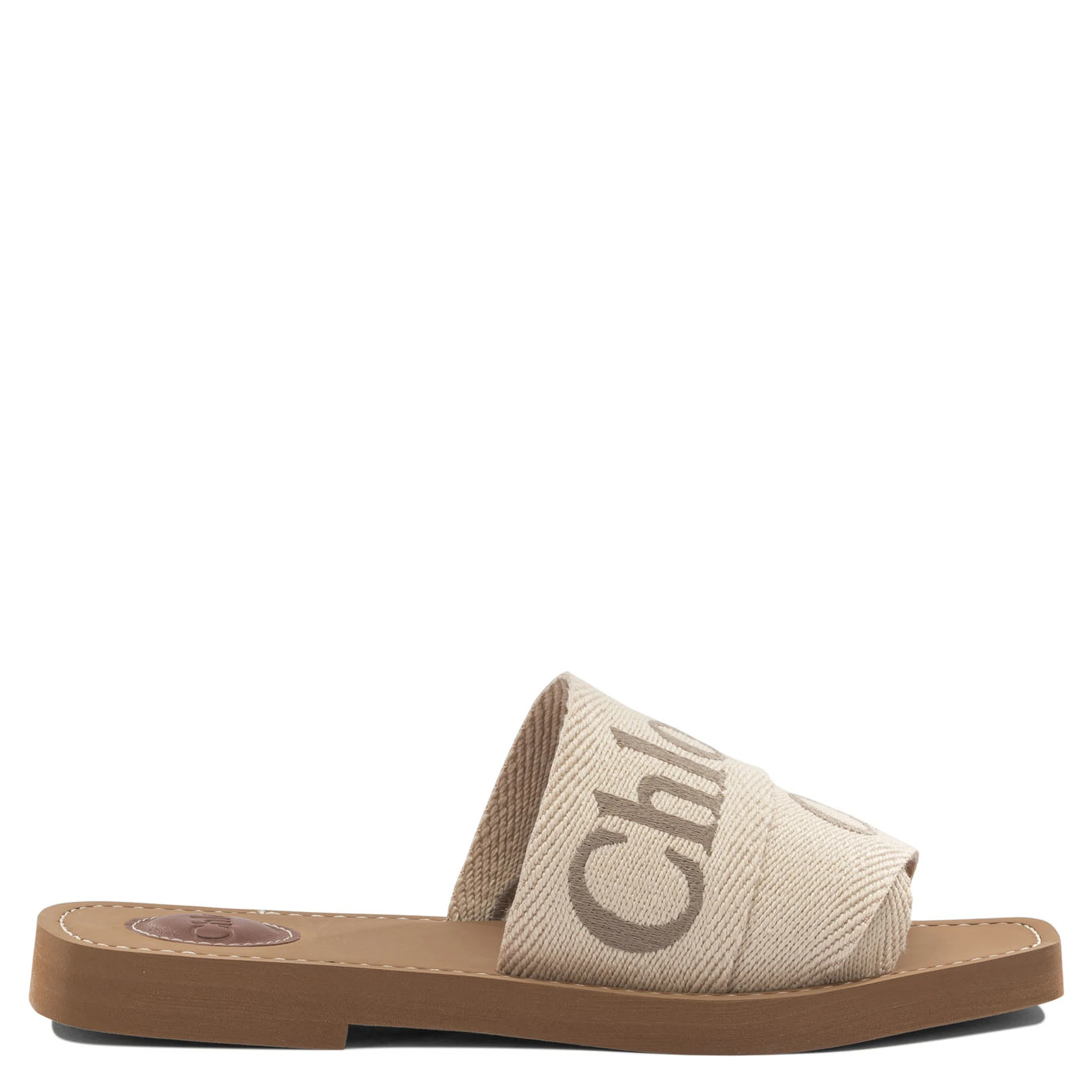 Linen sandals with logo