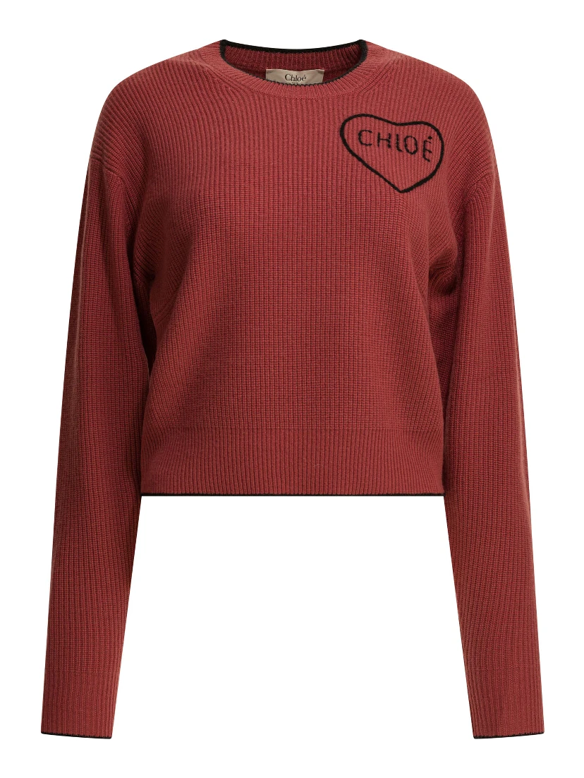 Wool and cashmere crewneck knitwear with logo