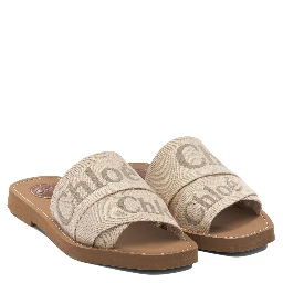 Linen sandals with logo