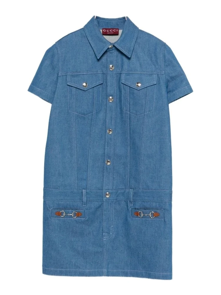 Denim dress with short sleeves